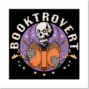 Booktrovert Skeleton Reading Book Funny Bookish Book-trovert Posters and Art